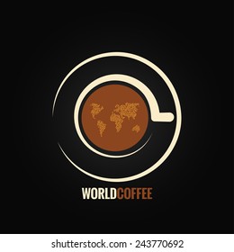 coffee cup world map background