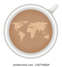 coffee cup with world map icon