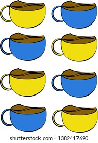 Coffee cup yellow and blue