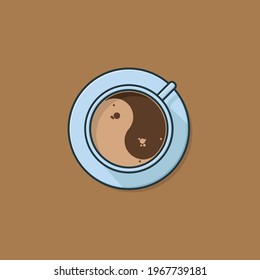 Copa Coffee con imagen vectorial en forma de crema en forma de yin-yang para el Día del Café el 1 de octubre.