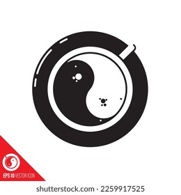 Copa de café con un icono de glifo vectorial con forma de crema en forma de yin-yang.