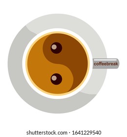 Coffee Cup with the Yin-Yang Symbol. Vector illustration