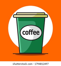 A coffee cup. You can use this image in cafe, restaurants, t shirts, brochures, posters or other purposes. Vector illustration. Flat Design.