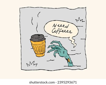 Café y mano zombie