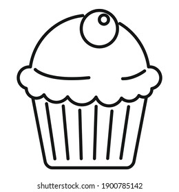 Coffee cupcake icon. Outline coffee cupcake vector icon for web design isolated on white background