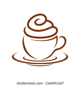 Coffee Cupcake Whip Cream Breakfast Symbol Design