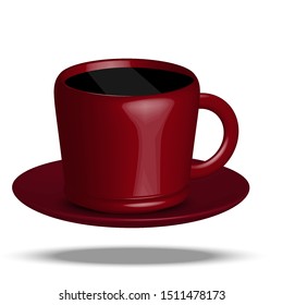 coffee cup,ceramic,red color espresso on a white background,vector