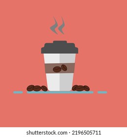 Coffee cup.Coffee cup vector illustration .Plastic Coffee cup.the coffee bean