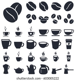 coffee cups and beans icons