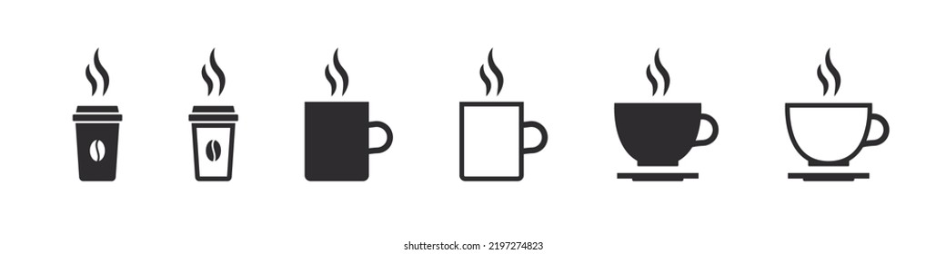 Coffee cups concept. Coffee cup icons. Various cups of coffee. Vector illustration
