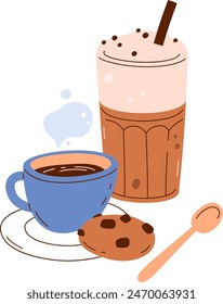 Coffee Cups And Cookie Vector Illustration