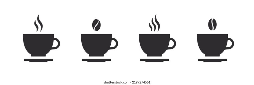Coffee cups. Coffee cup icons. Various cups of coffee. Vector illustration