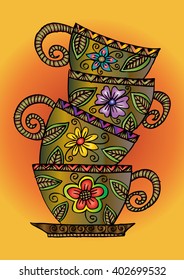  Coffee cups. Decorative style
