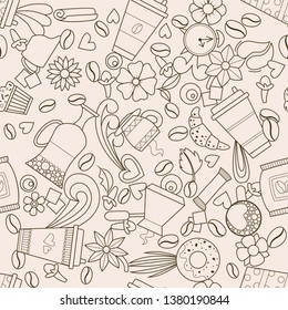Coffee cups design. Seamless pattern background. Vector illustration