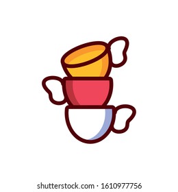 Coffee cups design of time drink breakfast beverage shop morning store aroma and caffeine theme Vector illustration