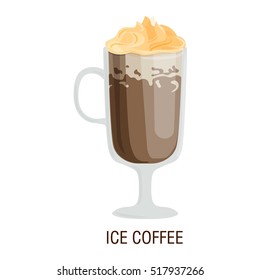 Coffee cups different cafe drinks ice