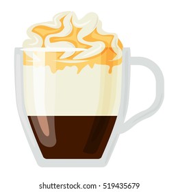 Coffee cups different cafe drinks con panna