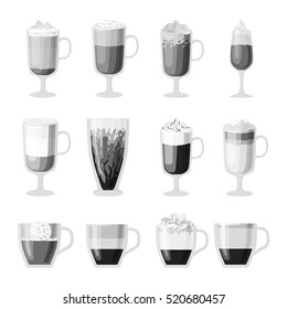 Coffee cups different cafe drinks