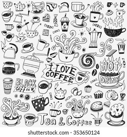 surtido de doodles para tazas de café