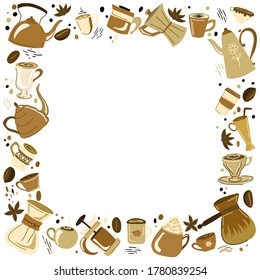 Coffee Cups FrameTemplate Vector Illustration