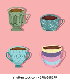 coffee cups fresh beverage set