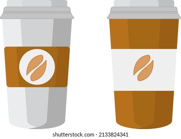 Coffee cups to go, illustration, vector on a white background.