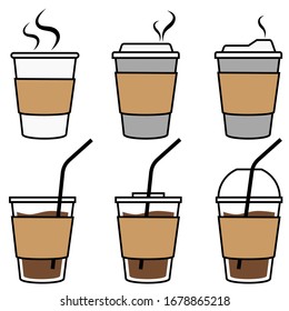 Coffee Cups to Go Vector Illustration Set on White