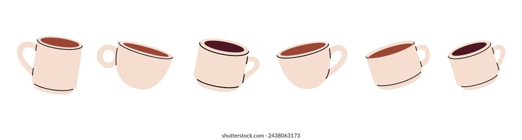 Coffee cups. Hand drawn elements for cafe menu, coffee shop. Vector illustration.