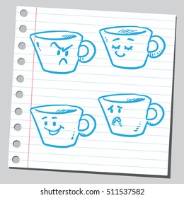Coffee cups having funny faces