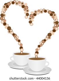 Coffee cups and heart shape; Valentine concept