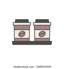 Coffee cups icon in color icon, isolated on white background 