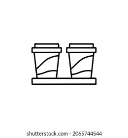 Icono de tazas de café con estilo de línea negra plana, aislado en blanco 