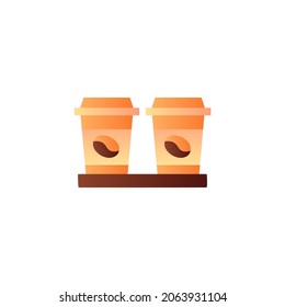Coffee cups icon in gradient color, isolated on white 