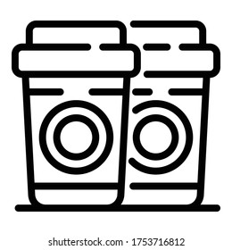 Coffee cups icon. Outline coffee cups vector icon for web design isolated on white background