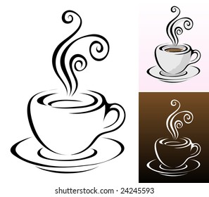 coffee cups icons in different colours & styles