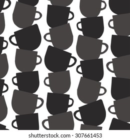 Coffee cups illustration background. Seamless pattern. Vector.