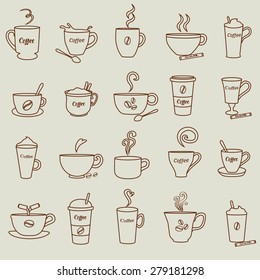 Coffee cups image design set for decoration, illustration, labels, stickers, menu and other food and drink design needs.  
