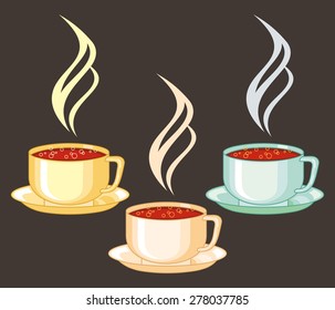 Coffee cups isolated on a dark background