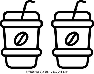 Coffee Cups Line Vector Icon Design