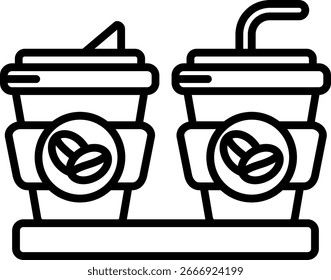 Copos de café Linha vetor Ícone Design