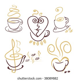 coffee cups lines. vector