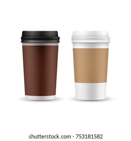Coffee cups mockup isolated on white background
