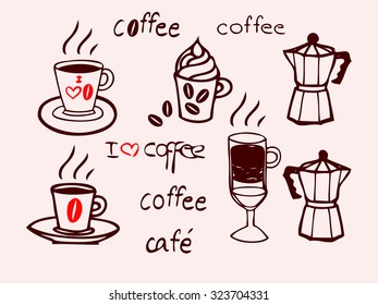 Coffee cups morning set.