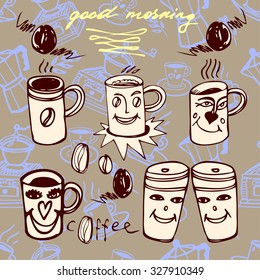 Coffee cups morning set.