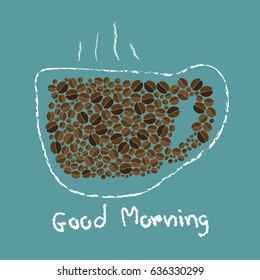 coffee cups on blue background vector