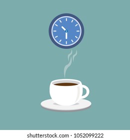 Coffee cups on saucers, latte or cappuccino coffee, vector style.