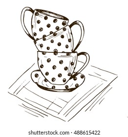 coffee cups over white background