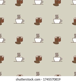 Coffee cups and pancakes seamless vector pattern. For background, textiles, wrapping