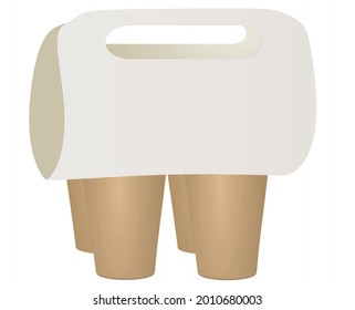 Coffee cups in paper coffee holder. vector