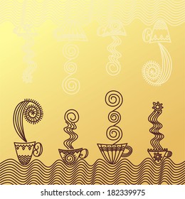 Coffee cups pattern vector illustration